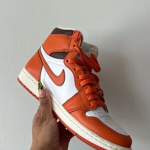 Orange and White High-Top Sneakers